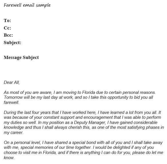 best farewell email template 7