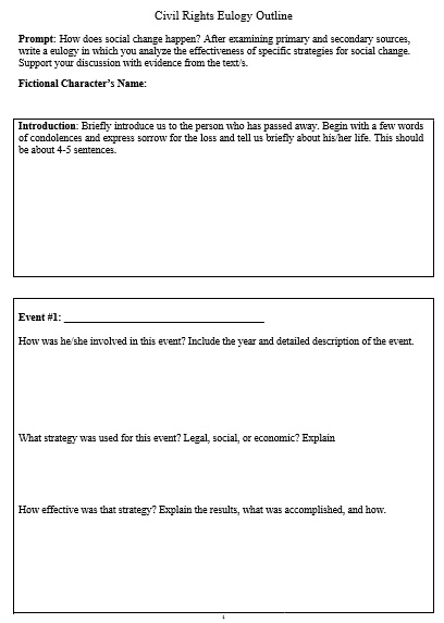 civil rights eulogy outline template