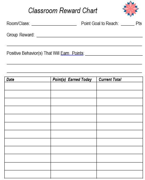 classroom reward chart template