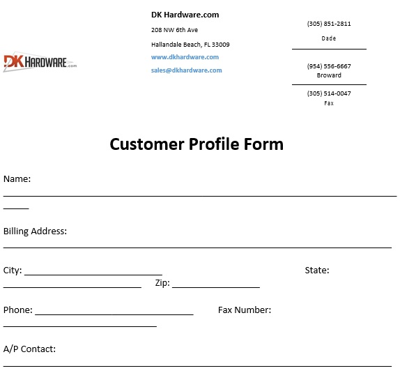 customer profile form