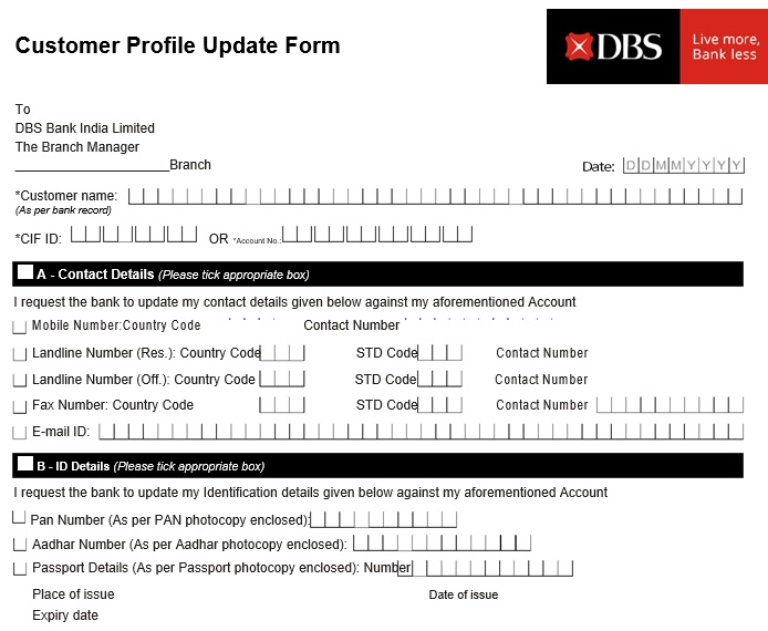 customer profile update form