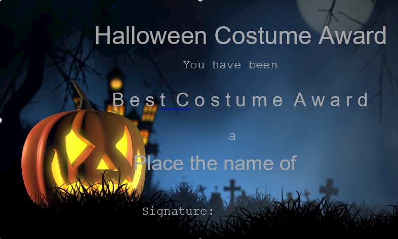 customizable halloween award certificate template