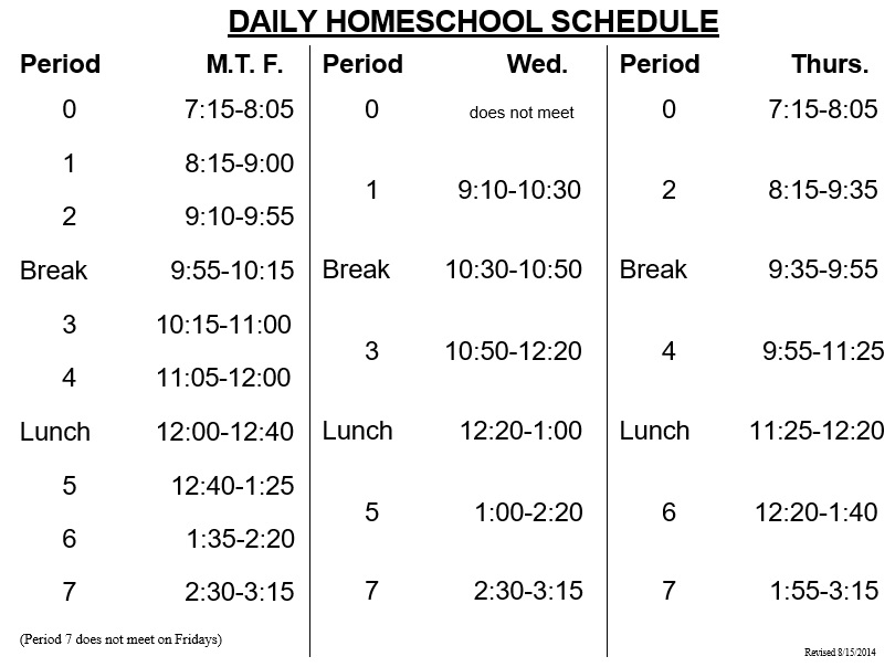 daily homeschool schedule template