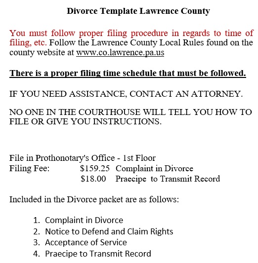 divorce template lawrence county