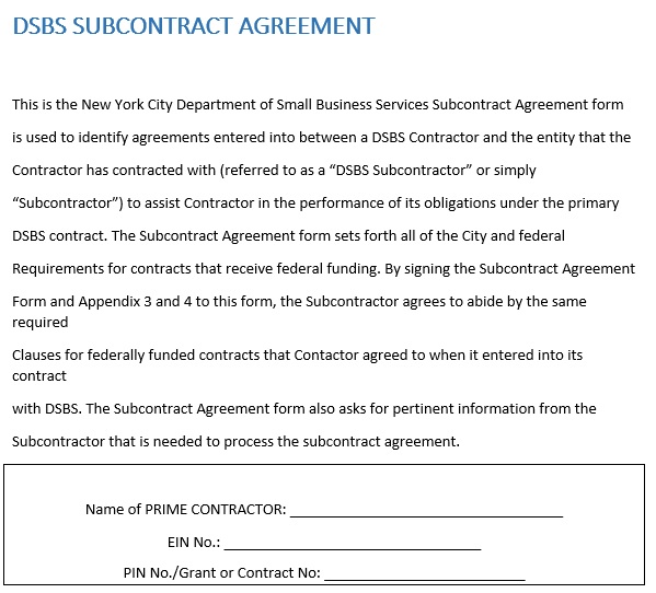 dsbs subcontract agreement template