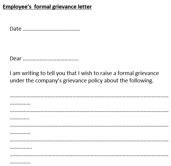 employee formal grievance letter template
