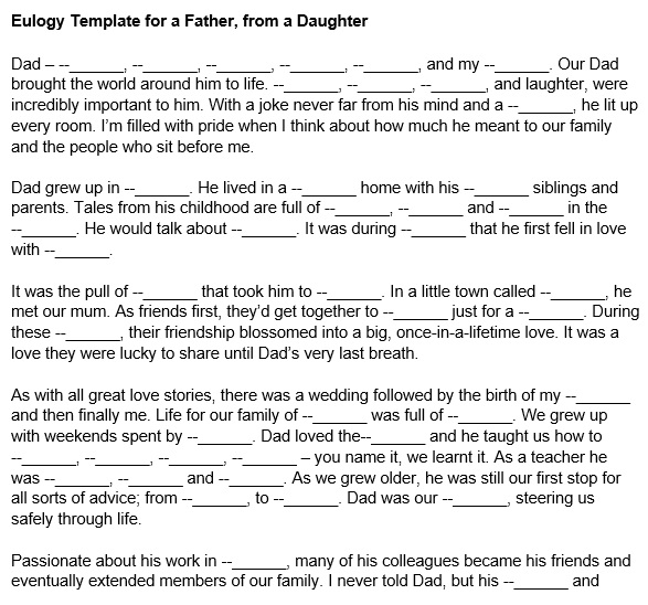 eulogy example for father from daughter
