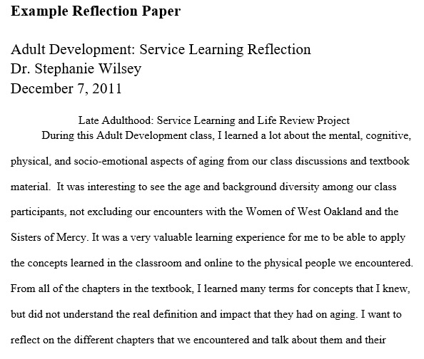 service learning reflection essay