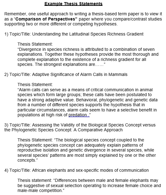 example thesis statements