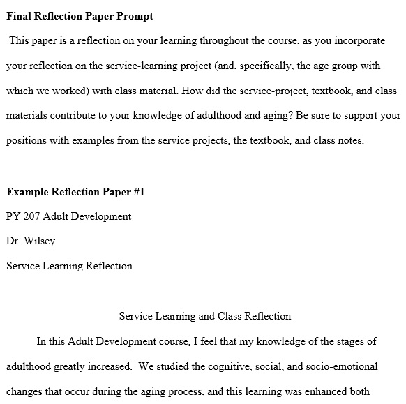 final reflection paper prompt essay