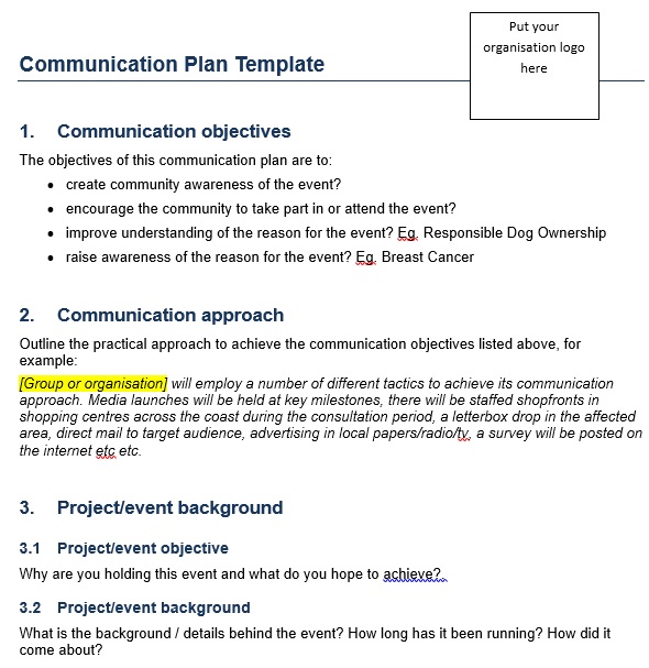 free communication plan template 11