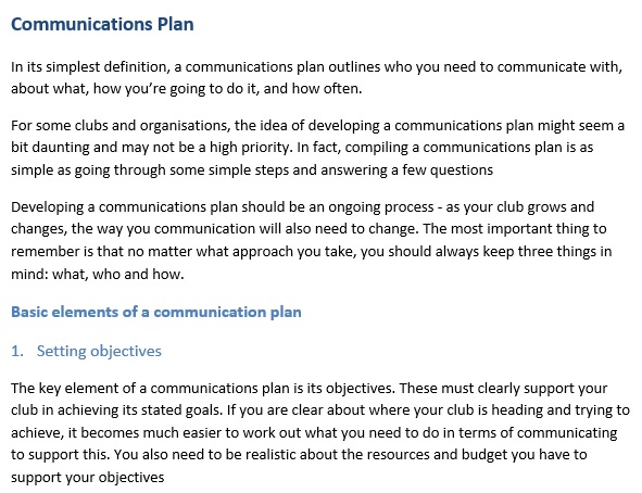 free communication plan template 6