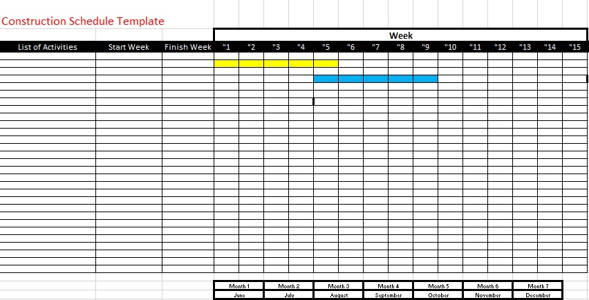 free construction schedule template 3