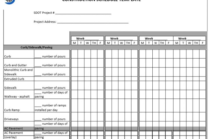 free construction schedule template 4