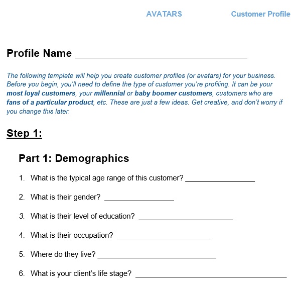 free customer profile template 16