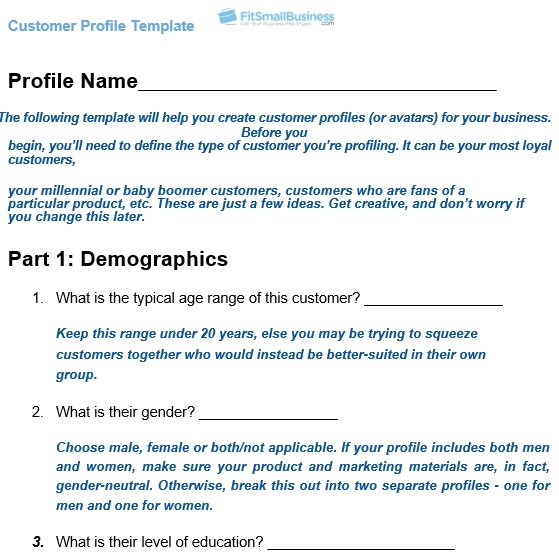 free customer profile template 17