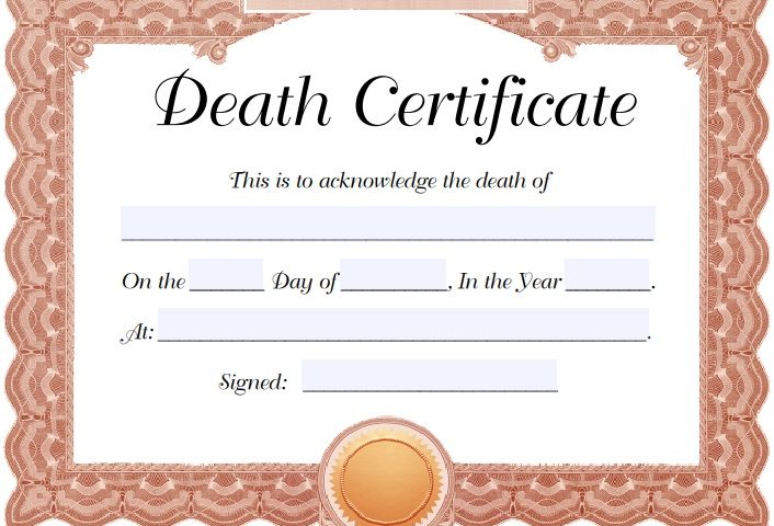 free death certificate template 10