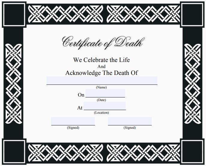 free death certificate template 12