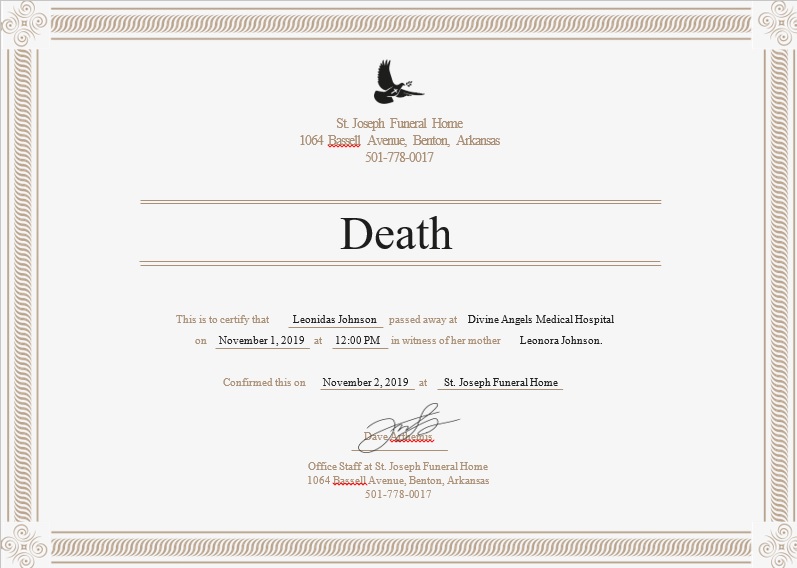 free death certificate template 14