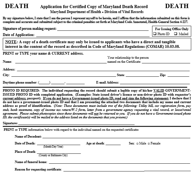 free death certificate template 2