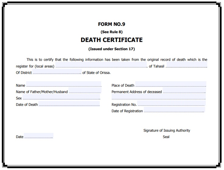 free death certificate template 4
