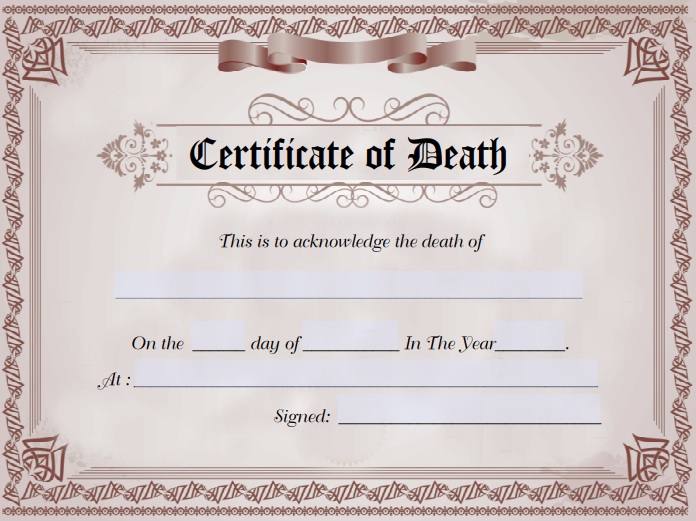 free death certificate template 9