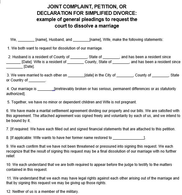 free divorce papers 11