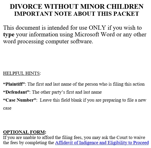 free divorce papers 12