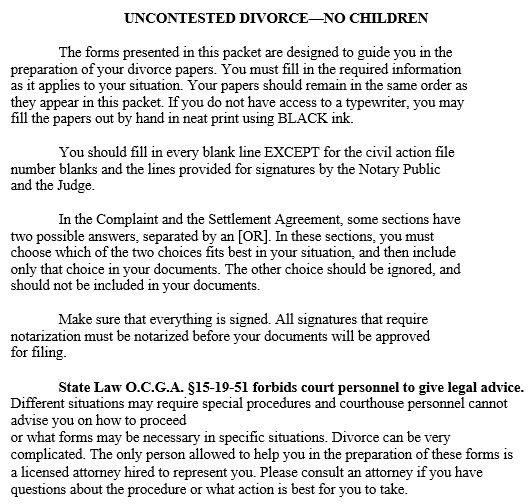 free divorce papers 6
