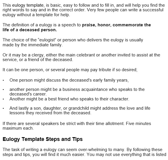 free eulogy template 11
