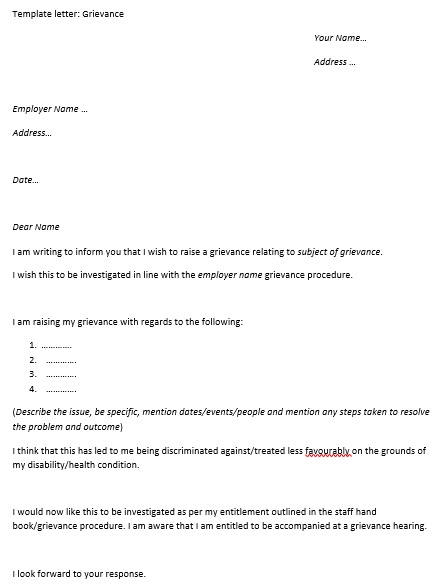 free grievance letter template 6
