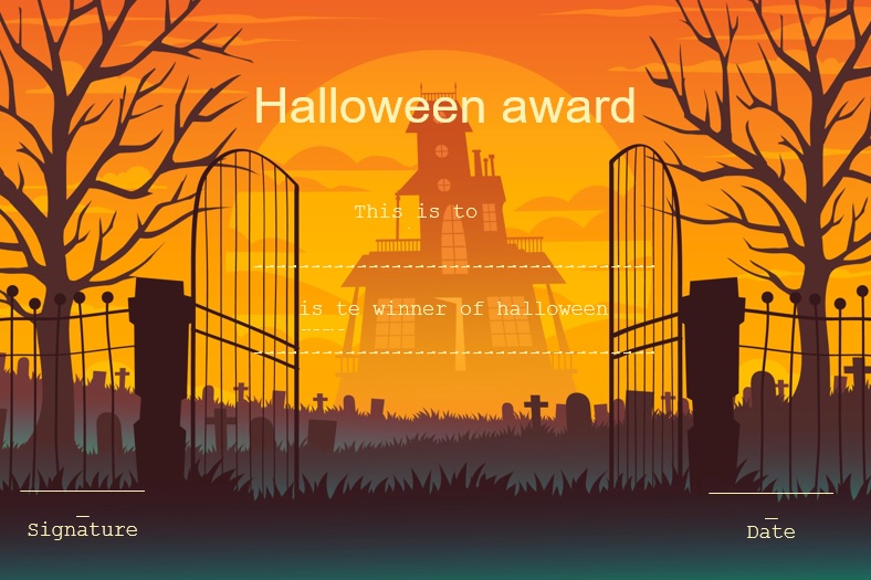 free halloween award certificate template 7