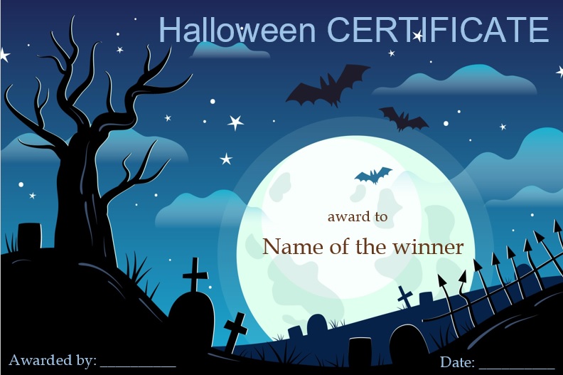free halloween award certificate template 8