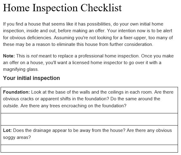 free home inspection checklist template 5