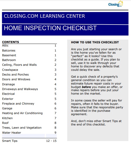 free home inspection checklist template 6