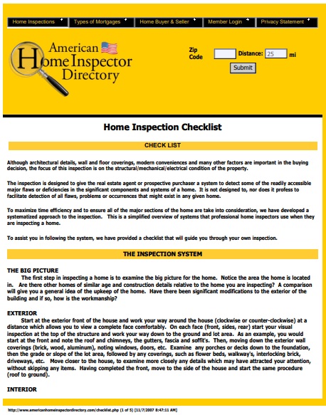 free home inspection checklist template