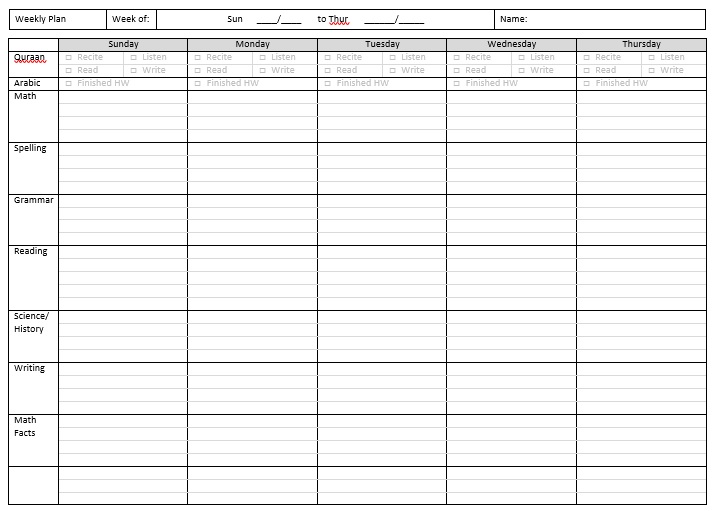 free homeschool schedule template 1