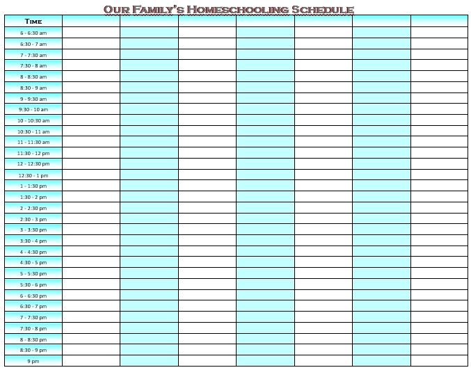 free homeschool schedule template 10