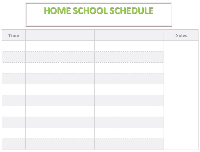 free homeschool schedule template 12
