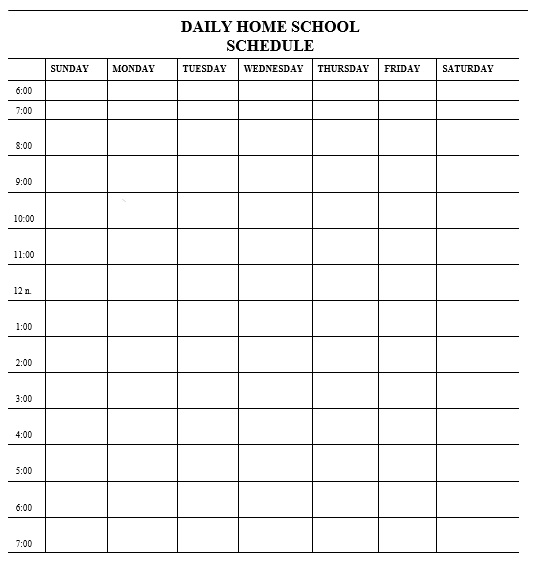 free homeschool schedule template 4