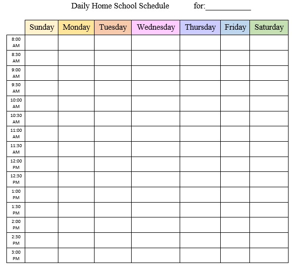 free homeschool schedule template 5