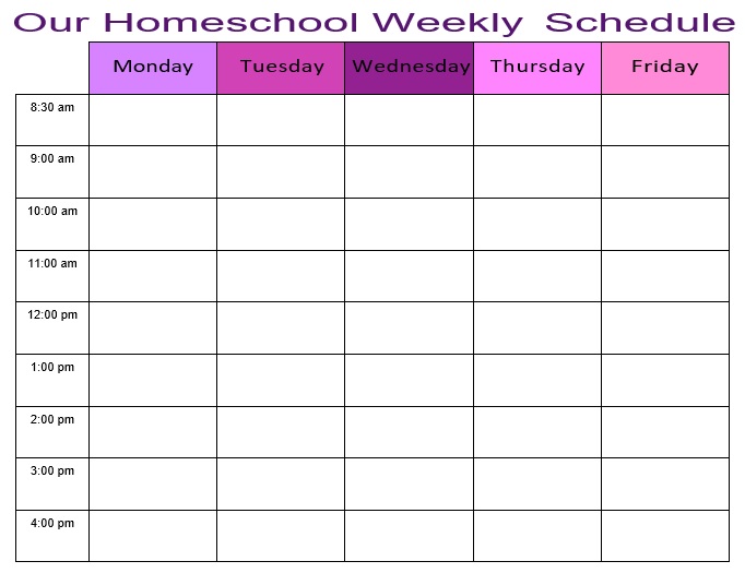 free homeschool schedule template 6