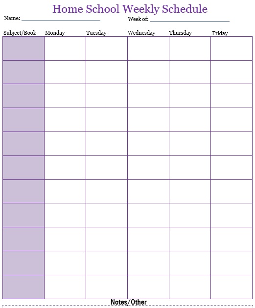 free homeschool schedule template 7
