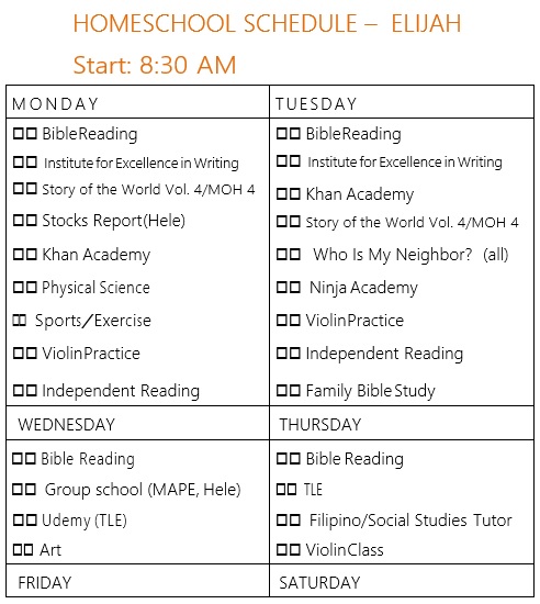 free homeschool schedule template 8