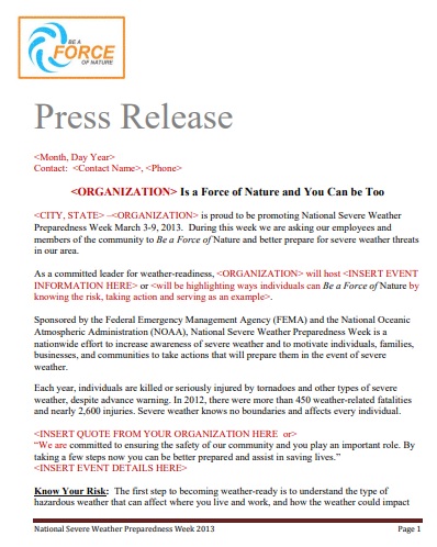free press release template 12