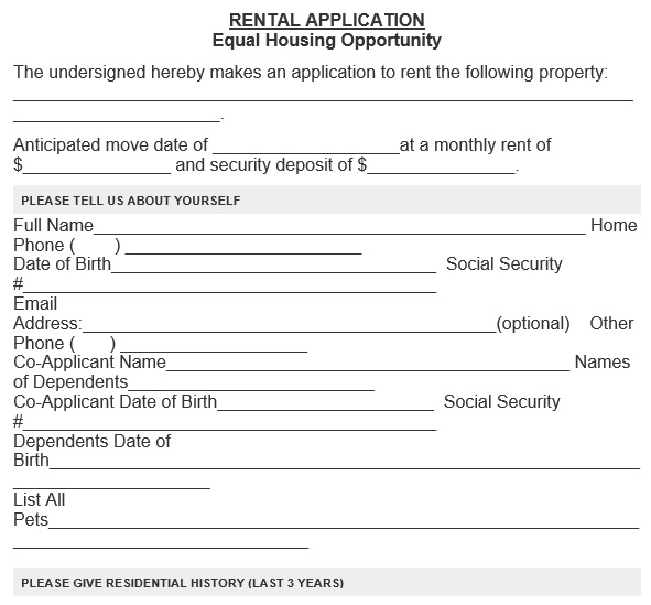 free rental application form 9