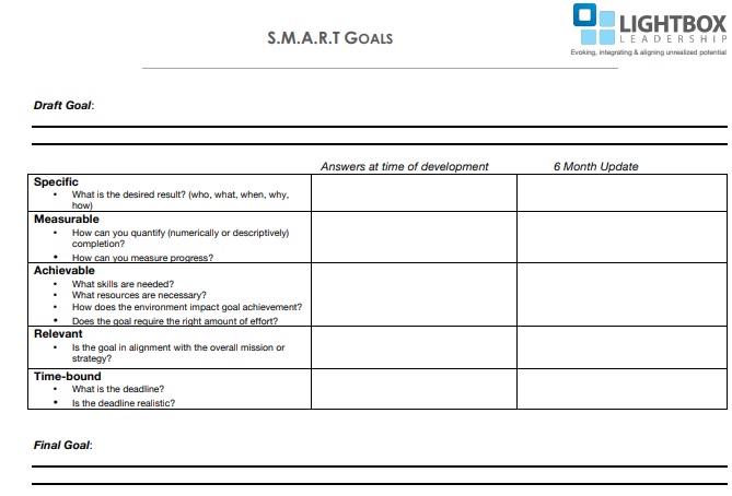 free smart goals template 2