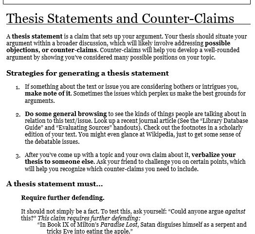 help making a thesis statement