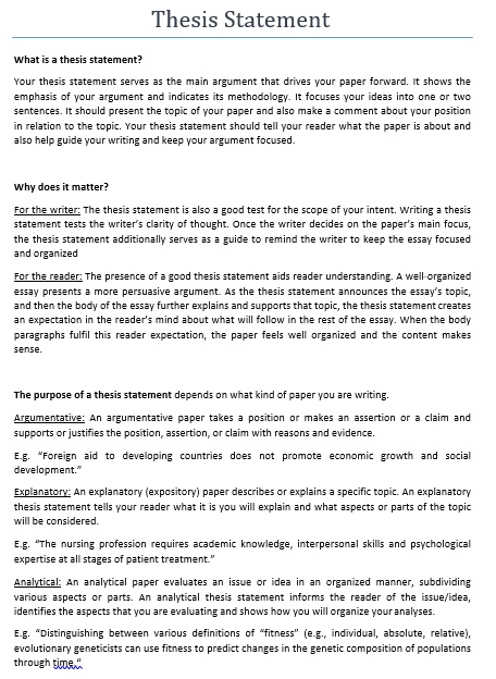free thesis statement template 7