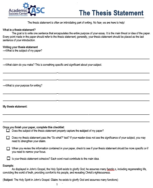 free thesis statement template
